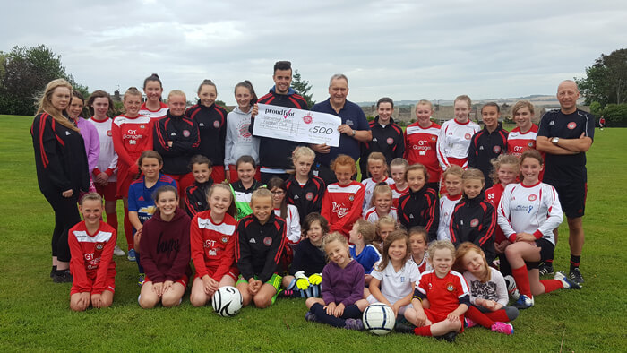 Proudfoot £500 MADL Donation To Scarborough Ladies FC